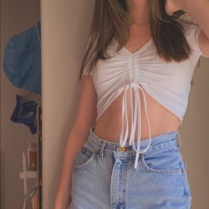 🍄She Inside cinch-tie cropped top🍄